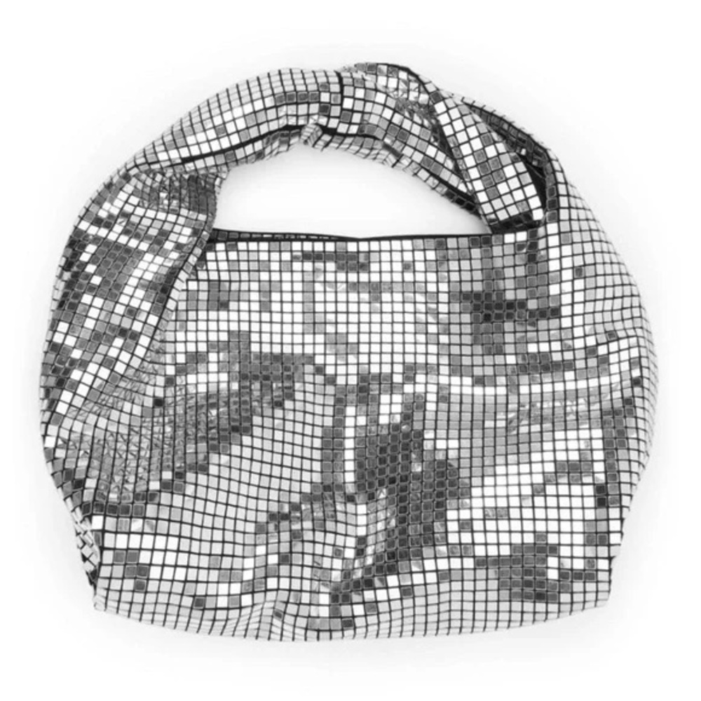 A.L.C. Silver Metallic Mosaic Hobo Clutch